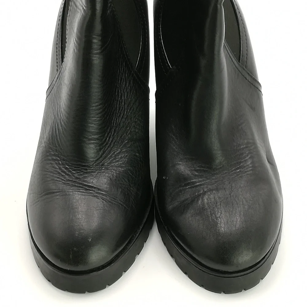 Michael Kors Shoes Womens Boots Ankle Bootie Black Leather‎ Wedge Thea 8.5